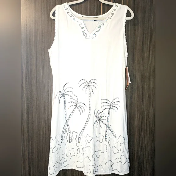 embroidered shift mini dress White Cotton Sun Dresses – Better Stay Together main image 1